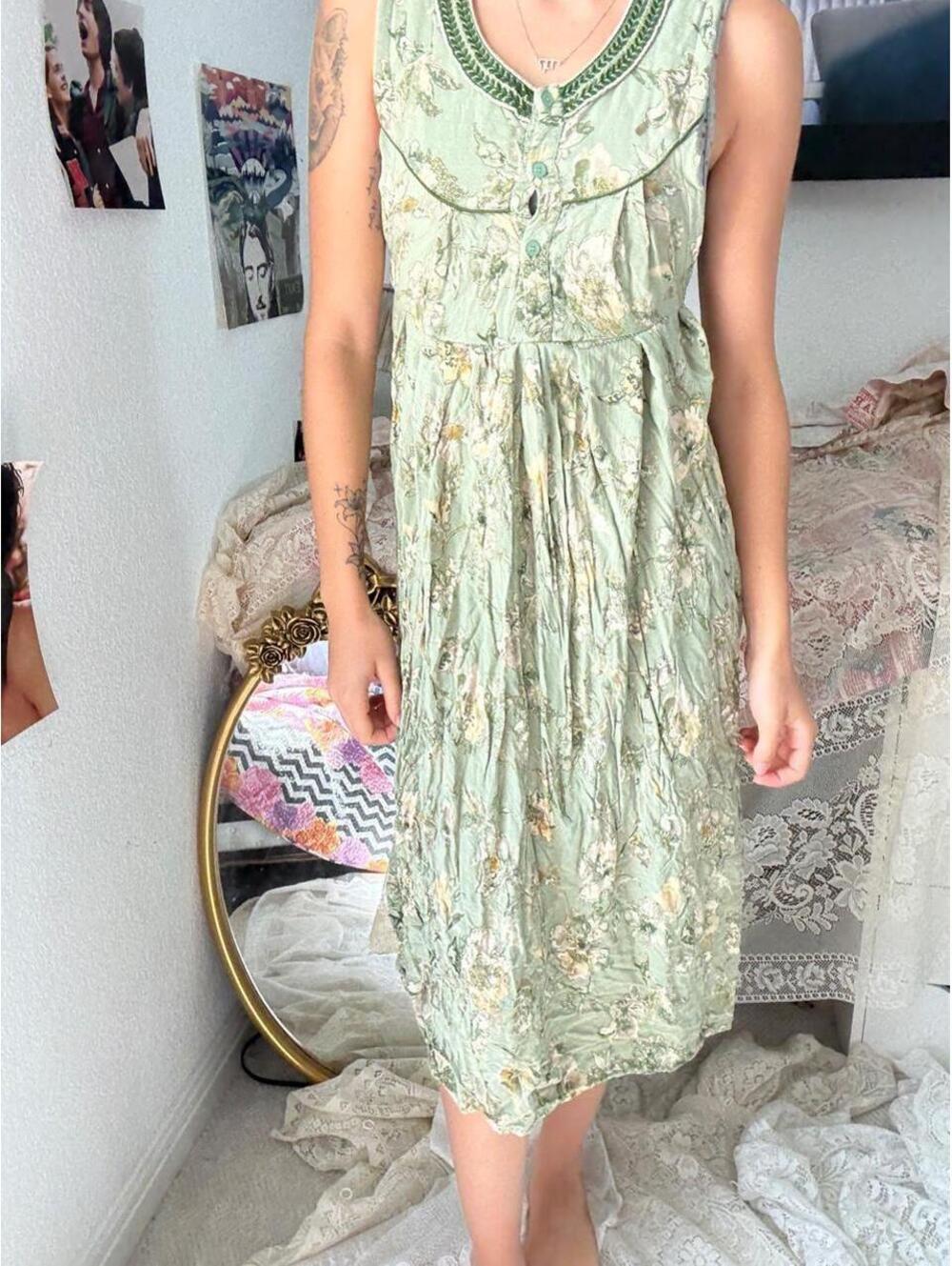 Women's Green and Multi Dress